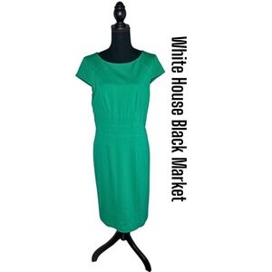 NWT! White House Black Market Sheath Cap Sleeve Dress Size 12 Kelly Green